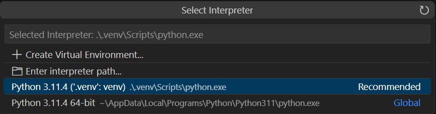 Select Python Interpreter