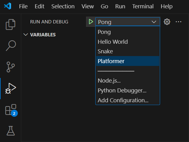VS Code Debug Tab